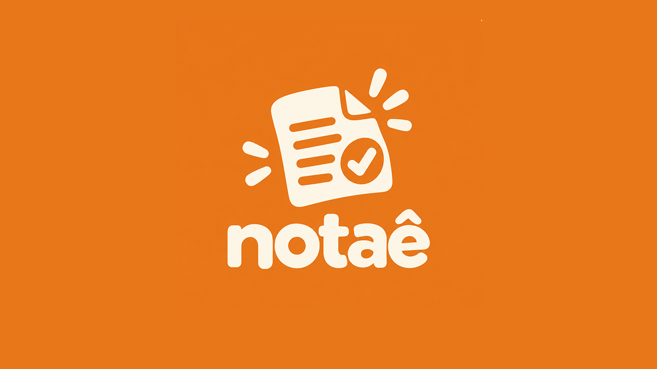 Logo Notaê sobre fundo laranja